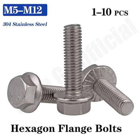 Gb5787 [m5 M6 M8 M10 M12] Hexagon Flange Bolts 304 Stainless Steel With