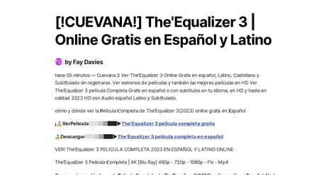 Cuevana The Equalizer Online Gratis En Espa Ol Y Latino