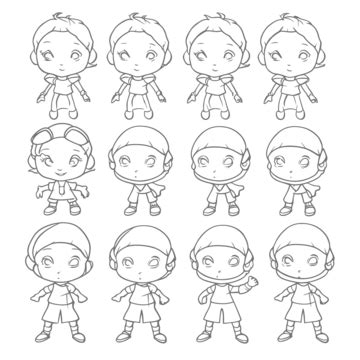 Many Different Cartoon People Coloring Pages Outline Sketch Drawing ...