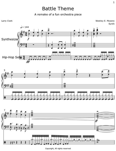 Battle Theme Sheet Music For Choir Synthesizer