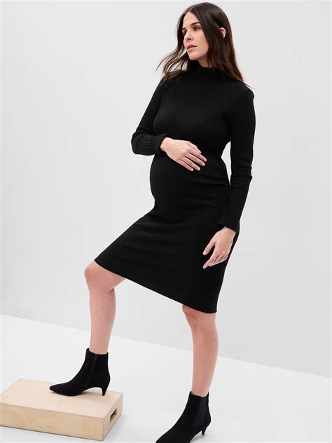 Maternity Turtleneck Rib Midi Sweater Dress Gap