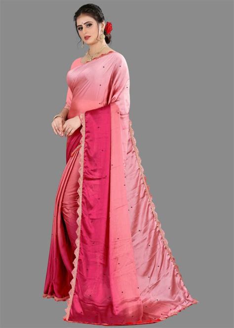 Laheja Women Pink Printed Chiffon Single Saree Jiomart