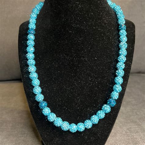 Light Blue Bead Necklace Baseball Etsy