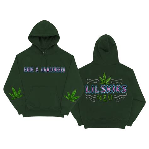 High And Unbothered Green Pullover Hoodie Lil Skies Official Store