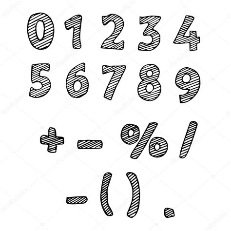 Illustration of the drawn numbers. Black-and-white numbers 1, 2, — Stock Vector © Katrinaku ...