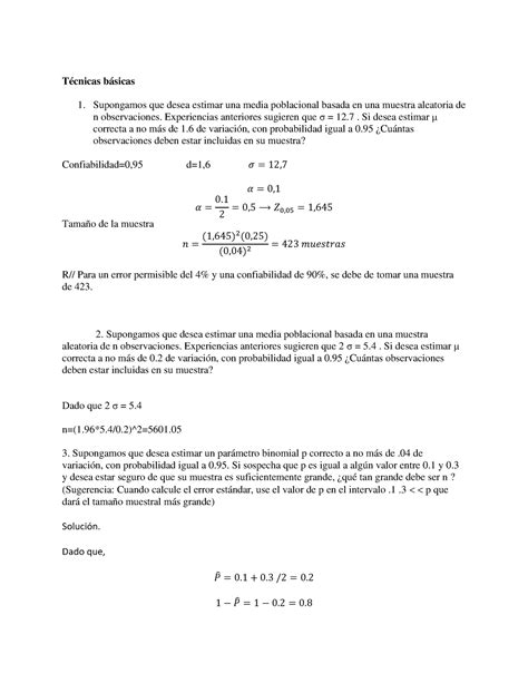 Actividad 5 Estadistica Inferencial Técnicas Básicas Supongamos Que Desea Estimar Una Media