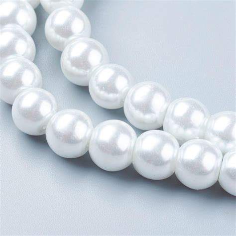 Glass Pearl Round Beads 8mm Pure White Grade B Craft Hobby And Jewellery Supplies Totally Beads