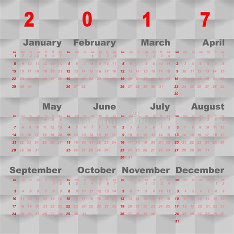 Square Vector Calendar 2017 Stock Illustrations 424 Square Vector