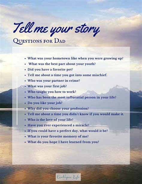 Questions To Ask Dad Printable Tell Your Story With Evaloguelife