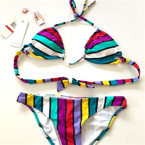 Red Carter Swim Nwt Red Carter Neon Tropics Cai Stripe Bikini Set Poshmark