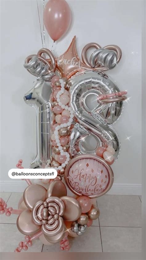 18th Birthday Balloon Bouquet Arreglo Con Globos Rose Gold Balloon