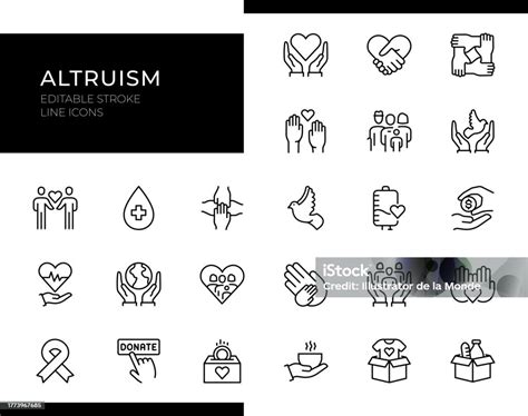 Altruism Icons Line Series Editable Stroke Stock Illustration ...