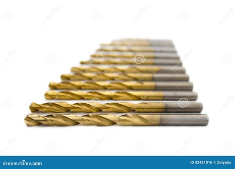 Set Of Golden Drill Bits Stock Photo Image Of Industry 32481016