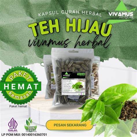 Kapsul HERBAL Serbuk TEH HIJAU Isi 100 Kapsul Herbal Curah Kemasan