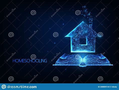 Futuristic Homeschooling Online Tuition Remotely Concept With Glowing