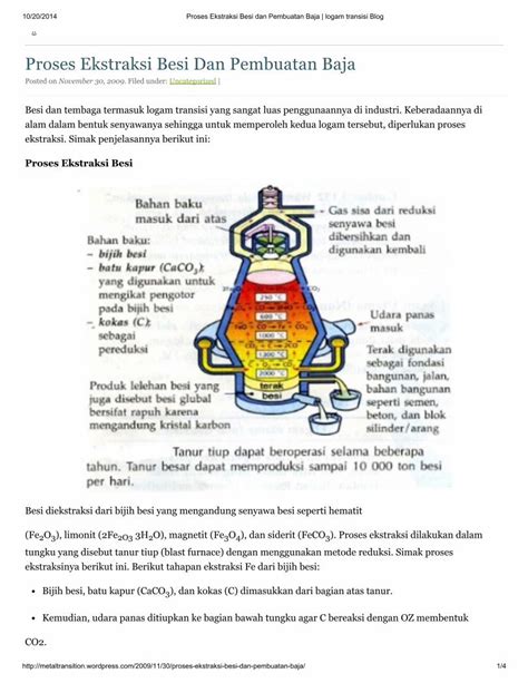 Pdf Proses Ekstraksi Besi Dan Pembuatan Baja Logam Transisi Blog