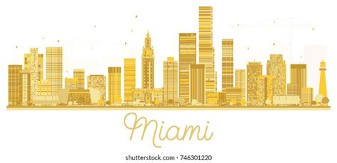 Miami Usa City Skyline Golden Silhouette Stock Vector (Royalty Free) 746301220 | Shutterstock