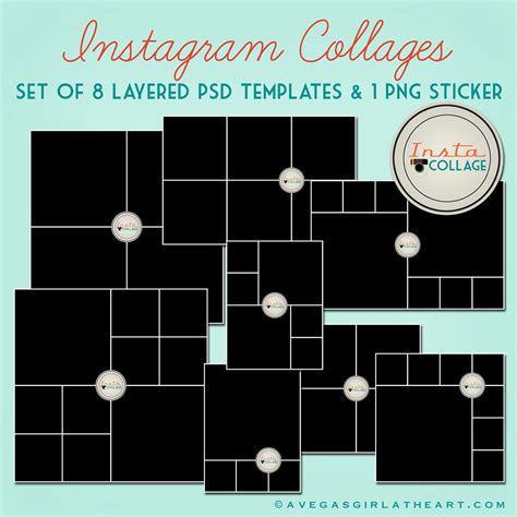 Instagram Layered PSD Collage Templates 3x4 4x4 by perfectloop