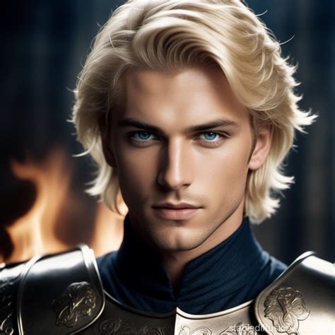 Aryan Man With Blonde Hair And Deep Blue Eyes He Is Wearing A Nazi