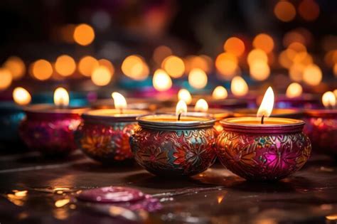 Premium AI Image | Diwali Deepavali Hindu festival Colorful diya lamp ...