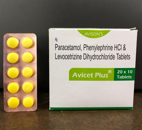 Tablet Paracetamol Mg Phenylephrine Mg Levocetirizine Mg Tab