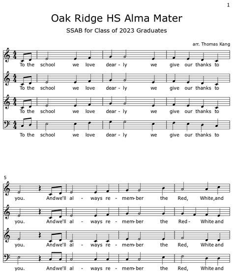 Oak Ridge HS Alma Mater Sheet Music For Choir Soprano Choir Alto