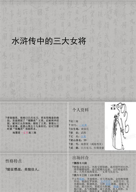 完整版水浒传三大女将ppt模板下载编号lbnoyyen熊猫办公