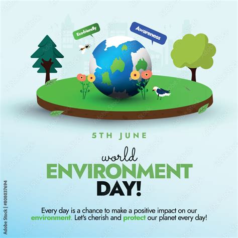 World Environment Day 5th June World Environment Day Celebration Banner Post With Icons Of