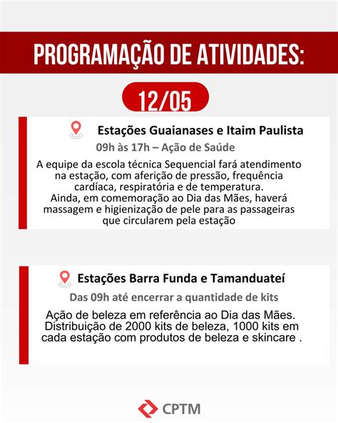 CPTM On Twitter Agenda Semanal Dos Eventos Na CPTM Se Programe