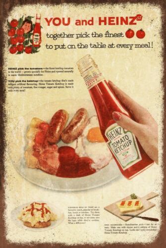 Heinz Tomato Ketchup Advert Aged Look Vintage Retro Style Metal Sign Plaque Ebay