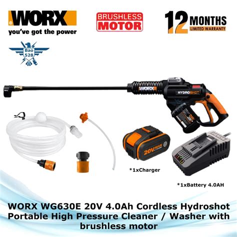 Worx Wg630e 20v 40ah Cordless Hydroshot Portable High Pressure Cleaner