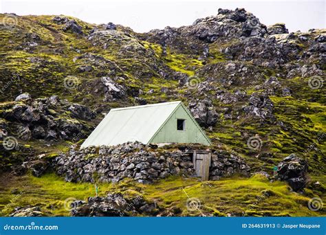 Tiny House In Lava Fields Of Fjallabak Nature Reserve In The Highlands