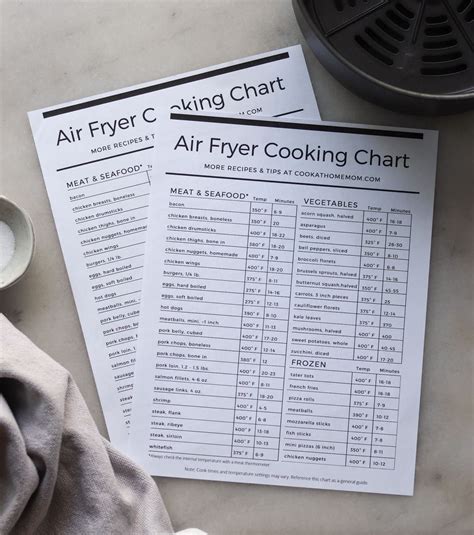 The Complete List Of Air Fryer Cook Times In A Free Printable Chart Use This As A Reference Or