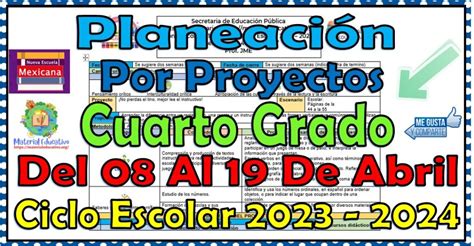 Planeaci N Did Ctica Por Proyectos Del Cuarto Grado De Primaria Del