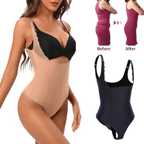 Lace Thongs Bodysuit Shapewear Women Seamless Full Body Shaper Waist