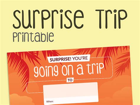 Surprise Trip Gift Printable Vacation Boarding Pass Ticket Birthday