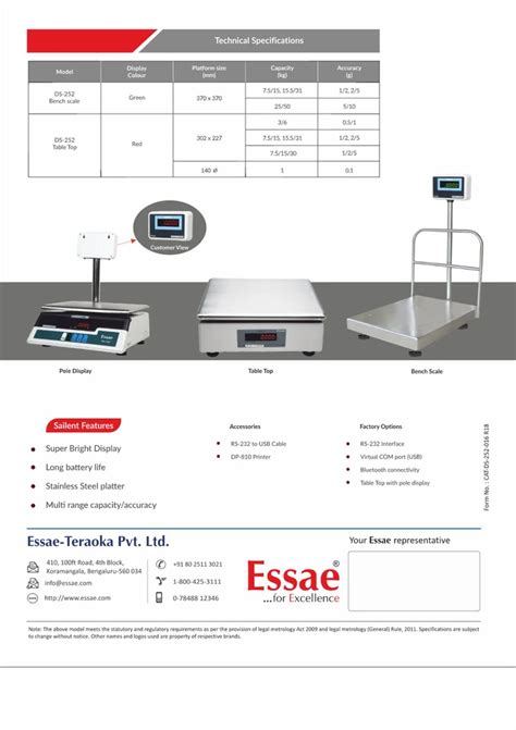 Digital Essae DS 252 Weighing Scale Weighing Capacity 31kg 1 5g At