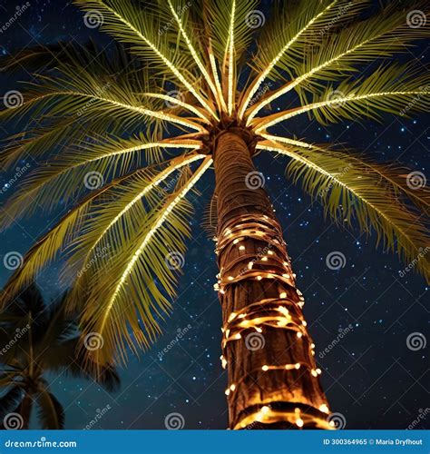 Christmas Palm Tree with Holiday Lights Stock Image - Image of ...