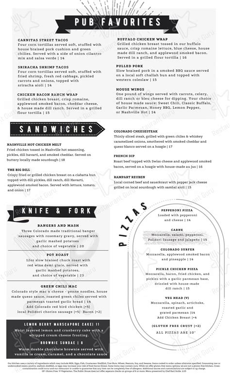 a side public house menu 2