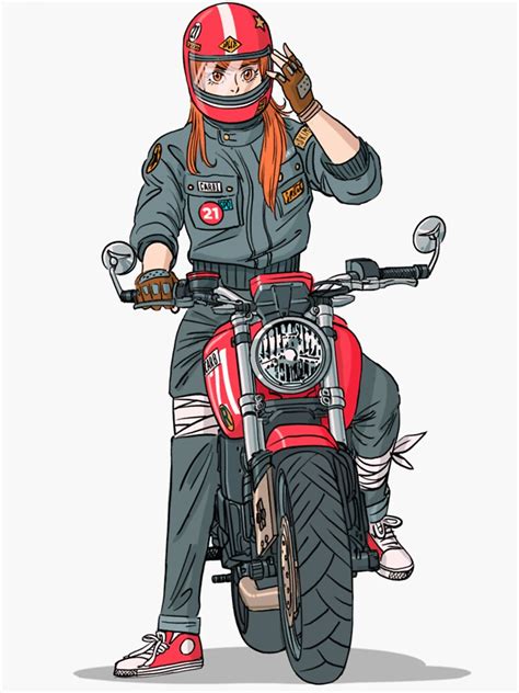 Kawaii Anime Biker Girl Sticker For Sale By Orlobrowns Redbubble