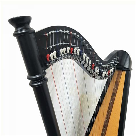 27 Strings Lever Pillar Harp Round Back Made With Rosewood Black Polish