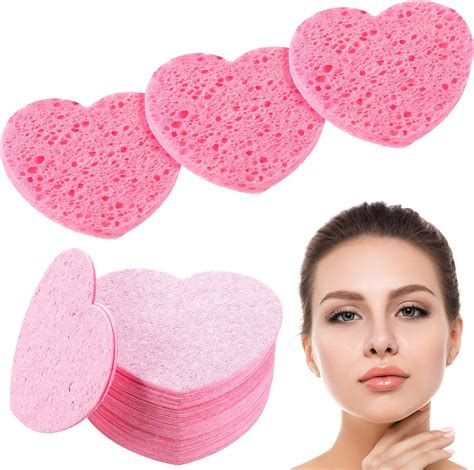 Patelai 50 Count Heart Compressed Facial Sponges Pink