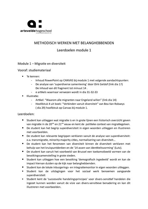 Mwb Leerdoelen Module Methodisch Werken Met Belanghebbenden