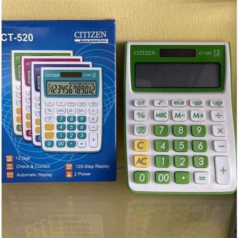 Jual Kalkulator Citizen Warna Calculator CT 520 Calculator 12 Digit