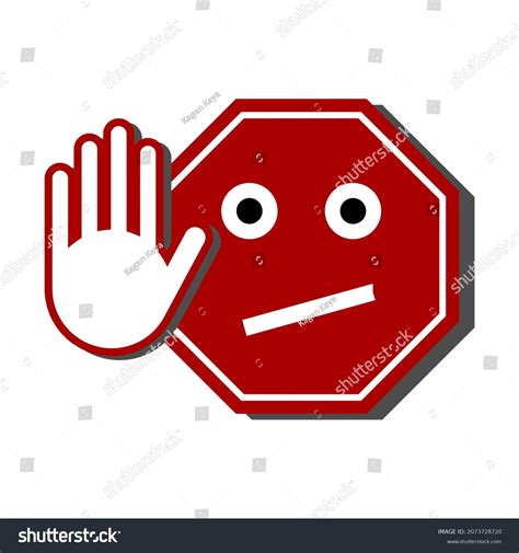 Stop Sign Funny Face Hand Road Stock Vector (Royalty Free) 2073728720