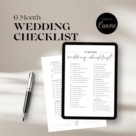 6 Month Wedding Checklist Wedding Checklist Wedding Guide Pre