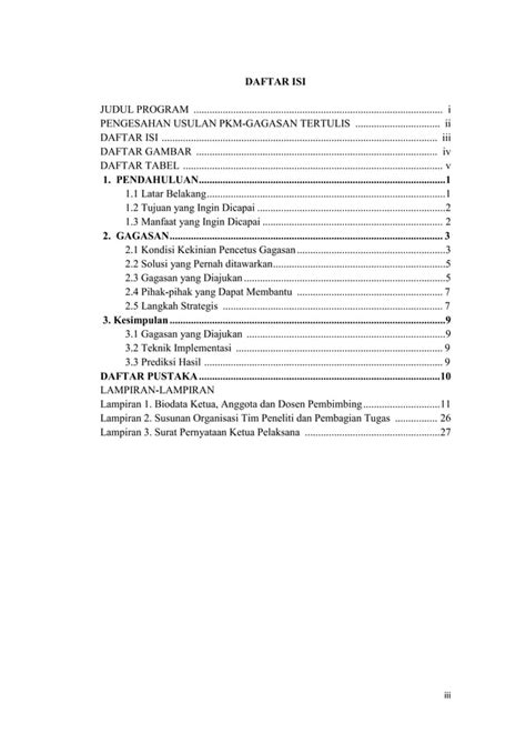 Contoh Proposal Pkm Gagasan Tertulis Pkm Gt Didanai Dikti 2017 Pdf