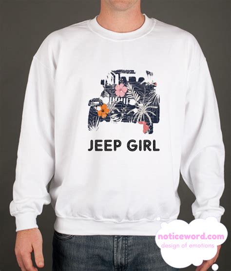 Vintage Flower Jeep Girl Smooth Sweatshirt Noticeword