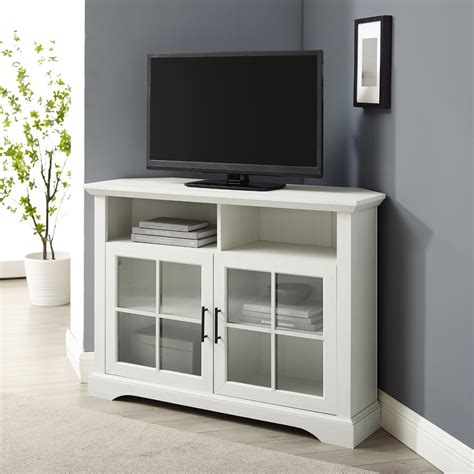 White And Glass Corner Tv Unit With Storage Tvs Up To 50 Foster