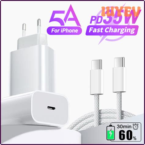 IUYEV PD 35W USB C Charger For Apple iPhone 15 Pro Max Fast Charging 1M ...